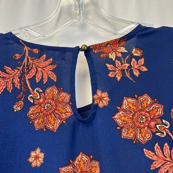 Self Love Womens Blouse Top Multicolor Floral Long Sleeve Ruffled Stretch Tie L - Picture 7 of 11